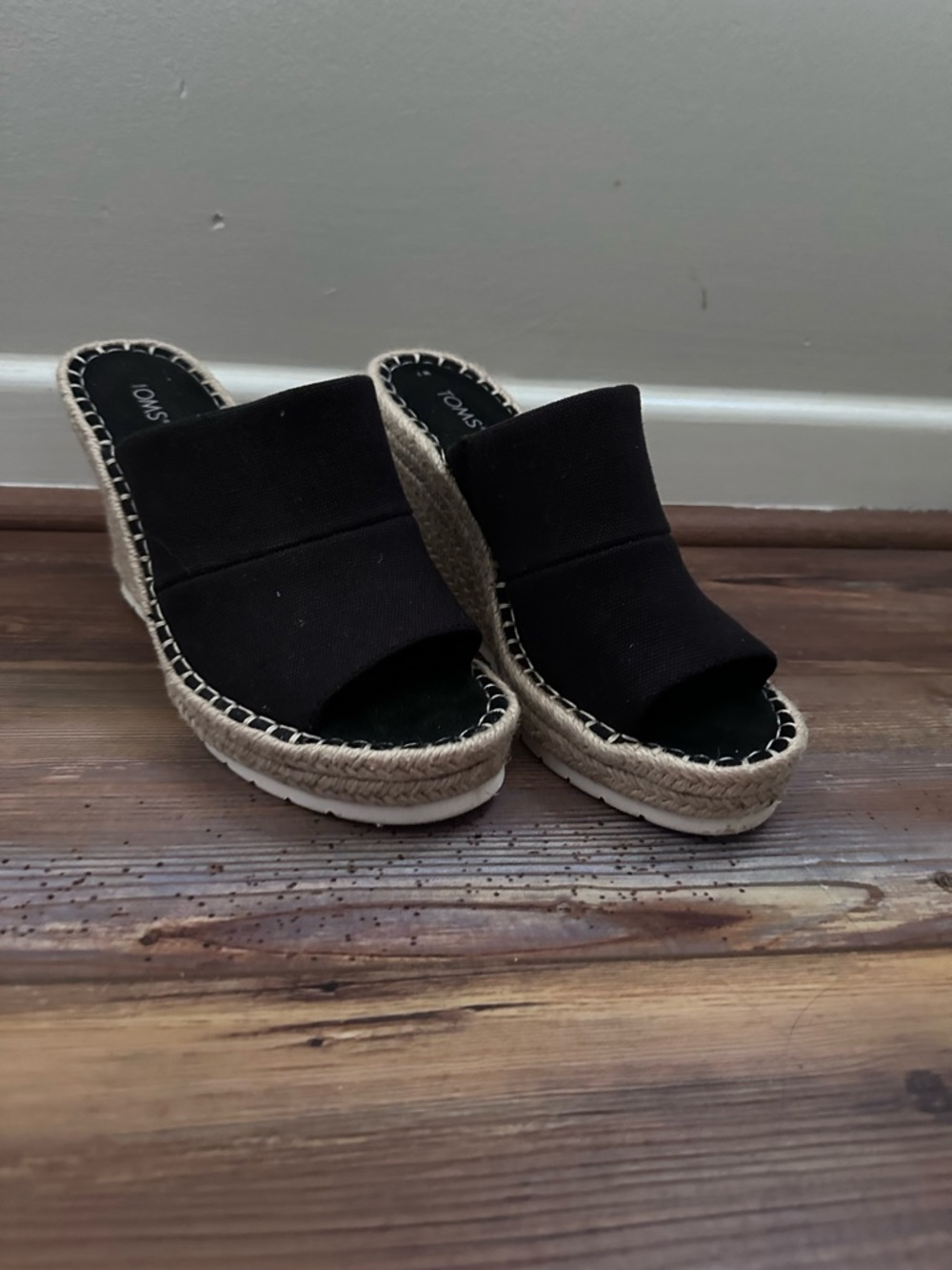 TOMS Black Canvas Wedge